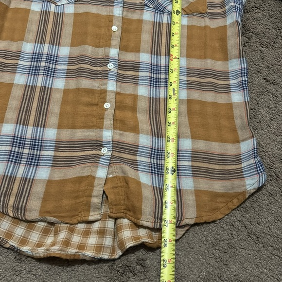 Thread & Supply Button up Shirt-Wmns Sz M-Brown Toned Plaid-Cotton-EUC - Picture 12 of 16